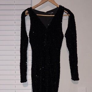 Fashion Nova Black Long Sleeve Sequin Dress
